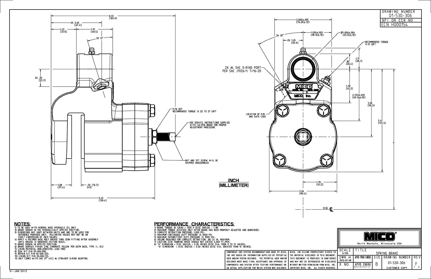 01-530-306 ZF Mico Caliper Disc Brake (Hydraulic Oil)