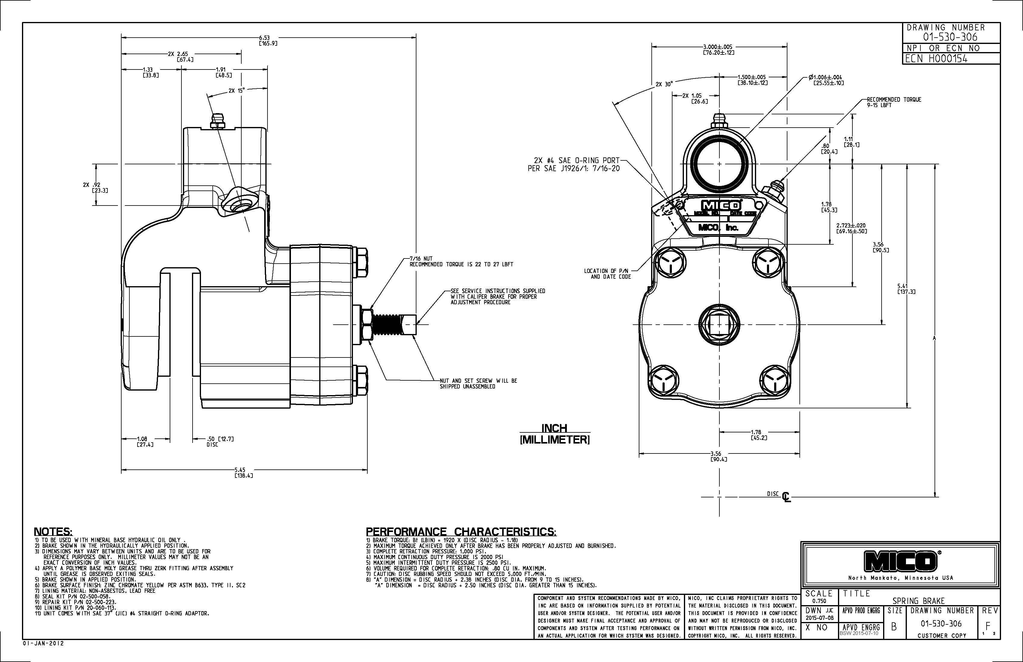 01-530-306 ZF Mico Caliper Disc Brake (Hydraulic Oil)