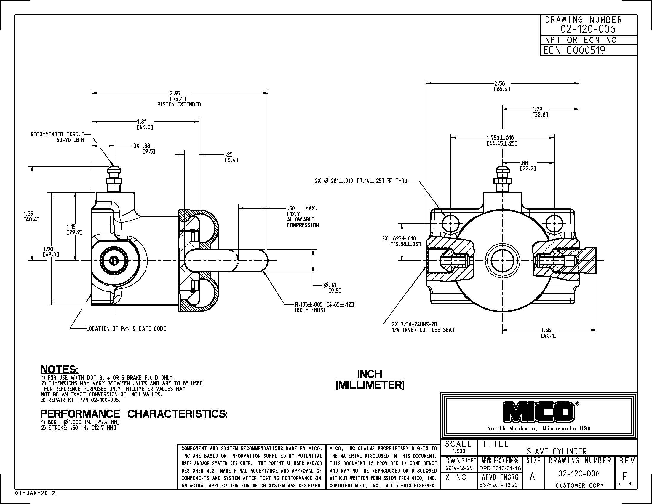 02-120-006 ZF Mico Slave Cylinder