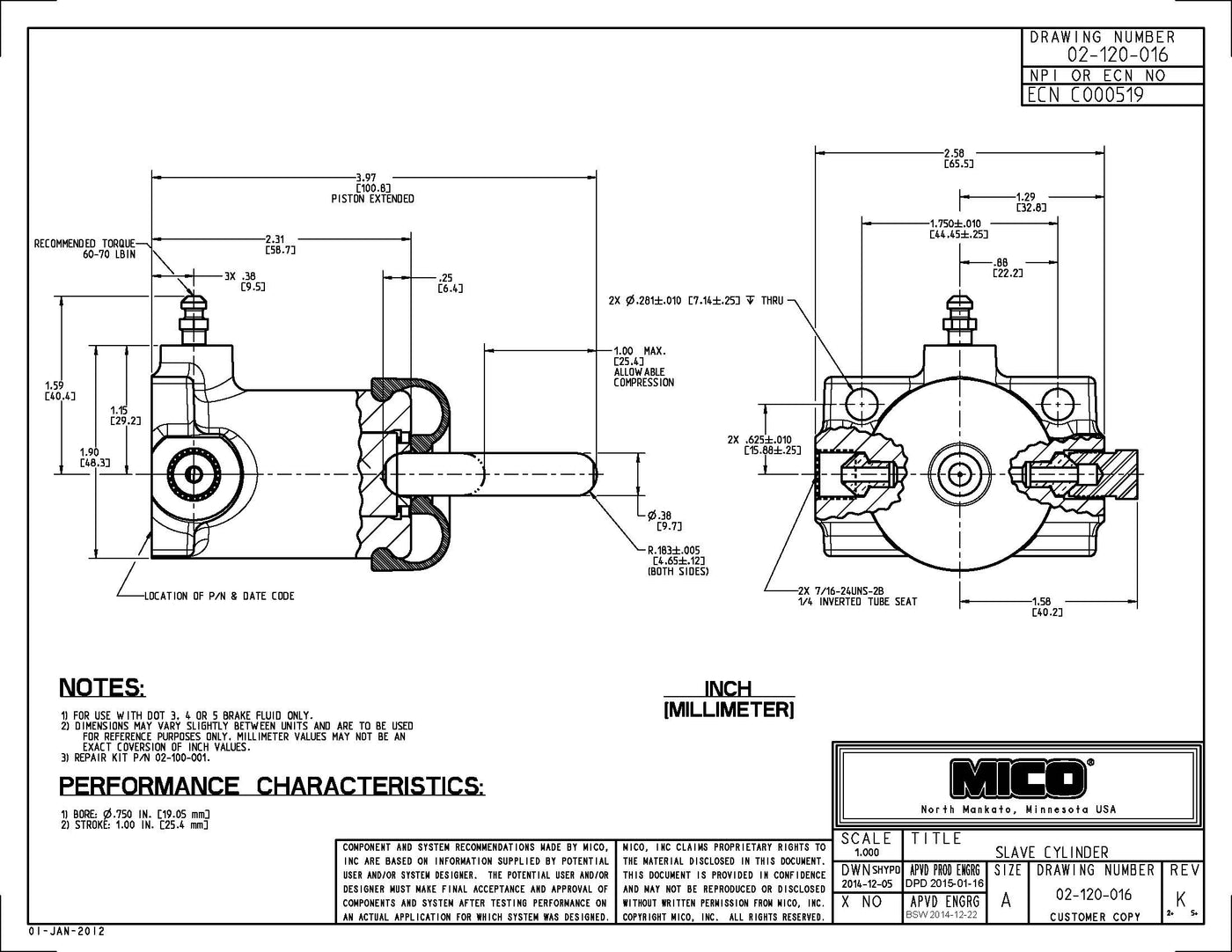 02-120-016 ZF Mico Slave Cylinder (BF)