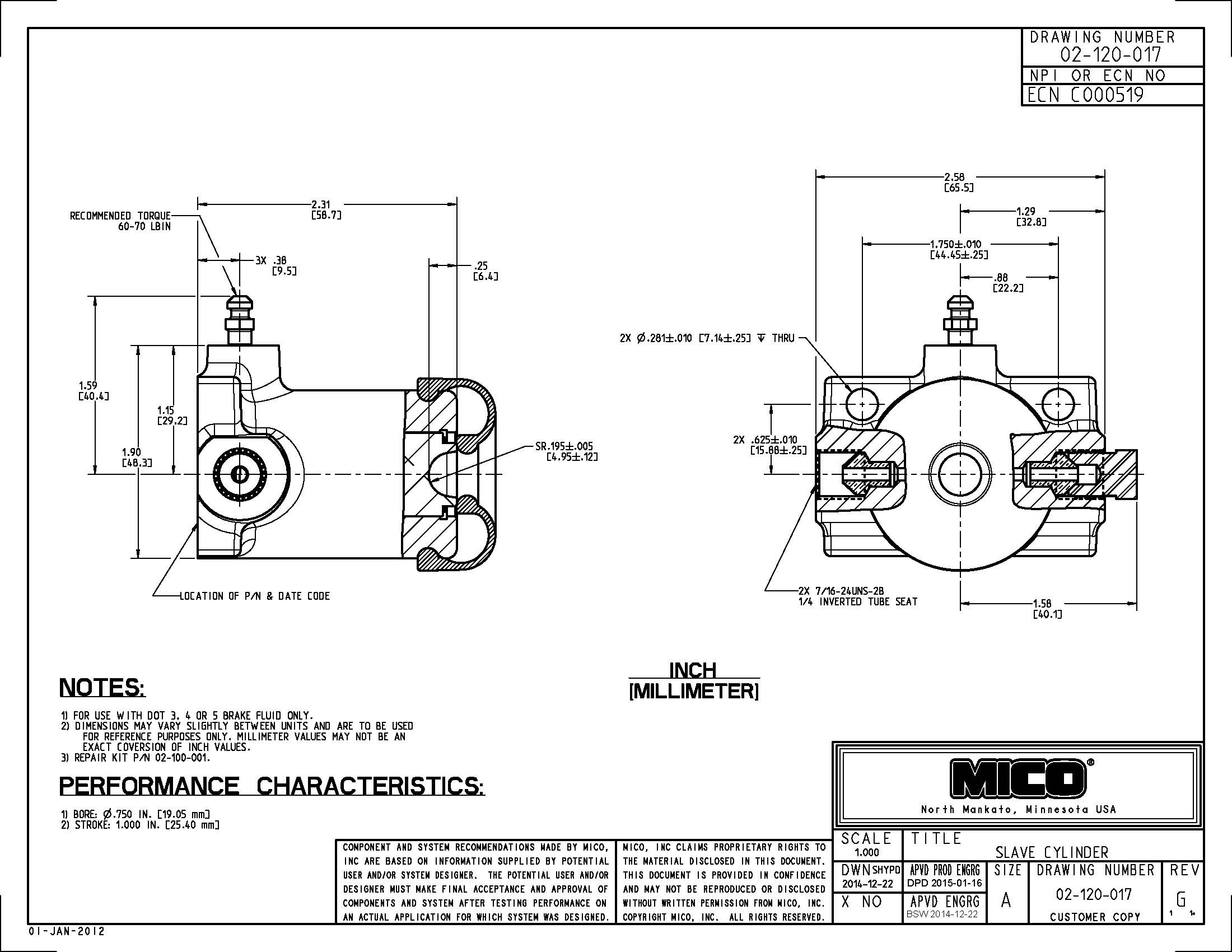 02-120-017 ZF Mico Slave Cylinder