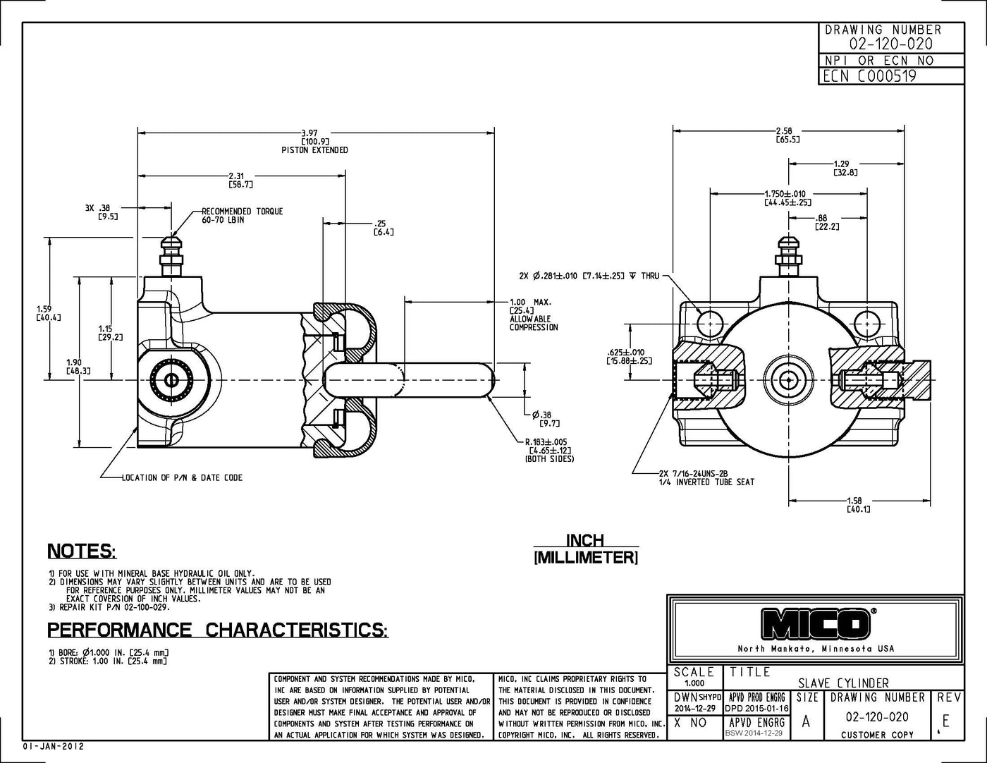 02-120-020 ZF Mico Slave Cylinder (Hydraulic Oil)