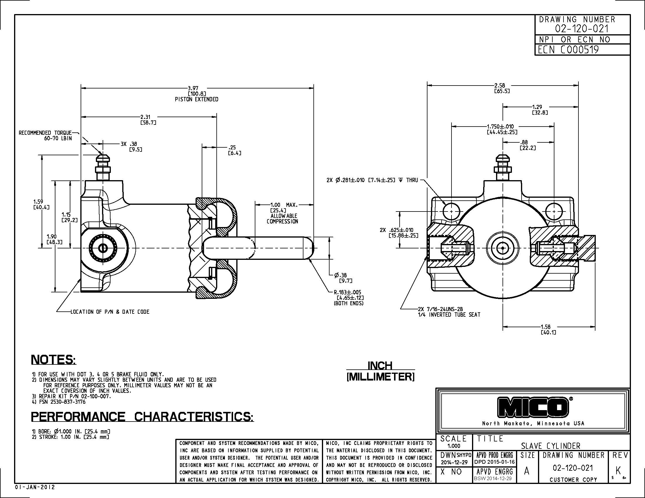 02-120-021 ZF Mico Slave Cylinder