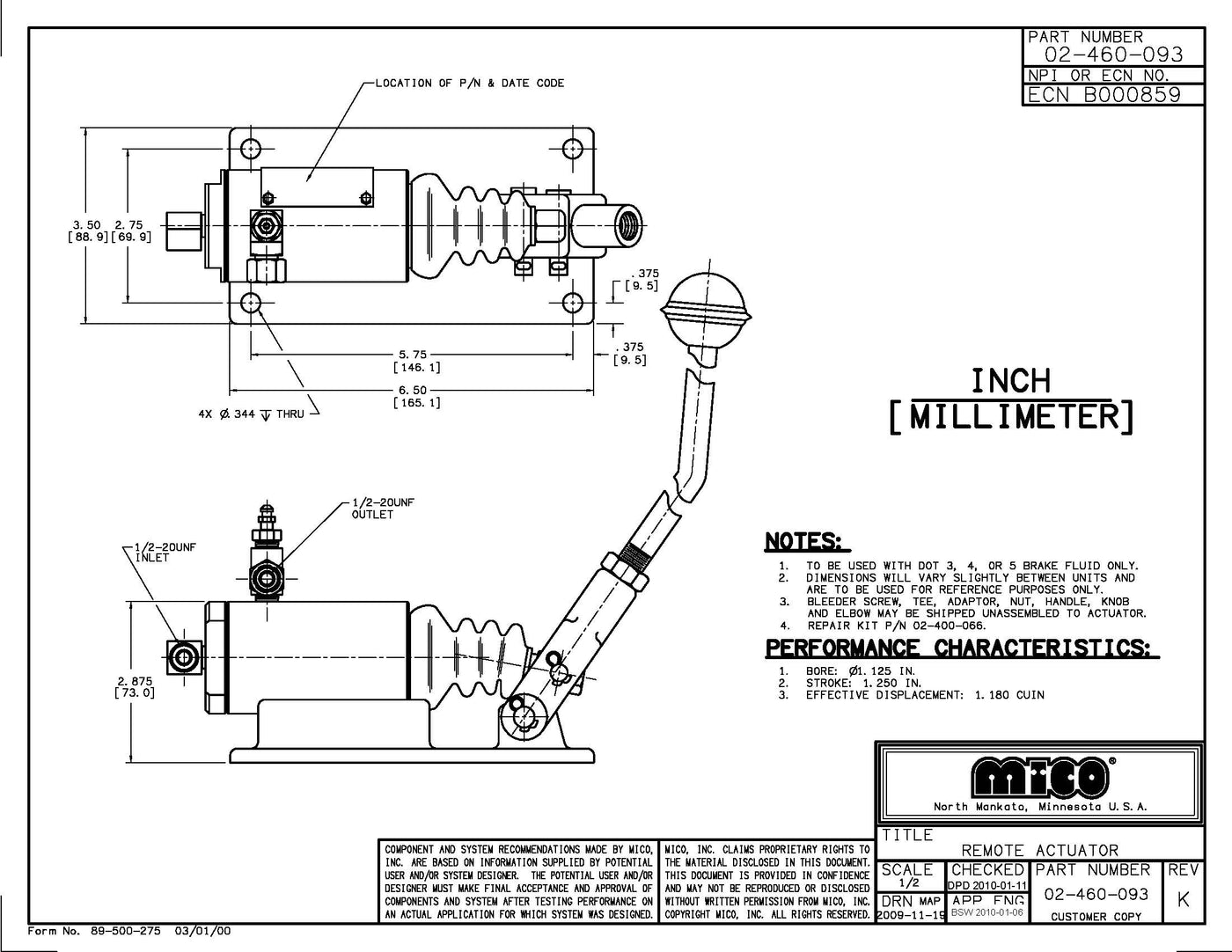 02-460-093 ZF Mico Hand Controlled Actuator (Brake Fluid)